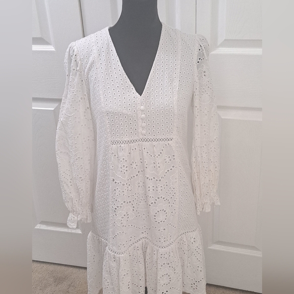 Just...Taylor Dresses & Skirts - NWOT Just Taylor White Eyelet Midi Dress    Size 12